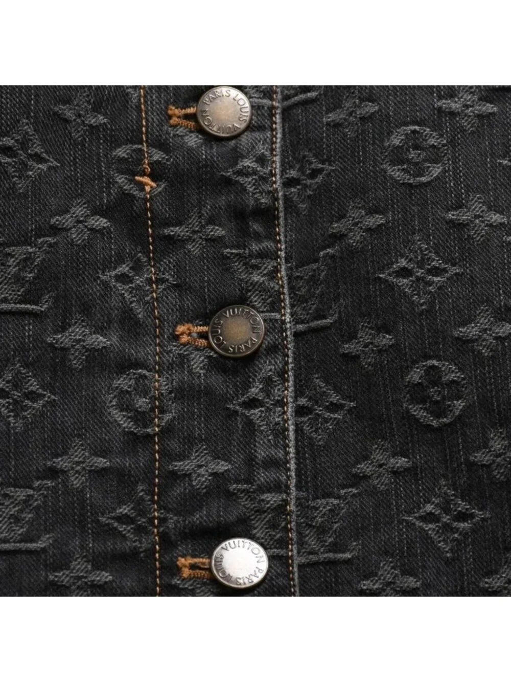Louis Vuitton Monogram Denim Mermaid Skirt Black Lace-up Ribbon